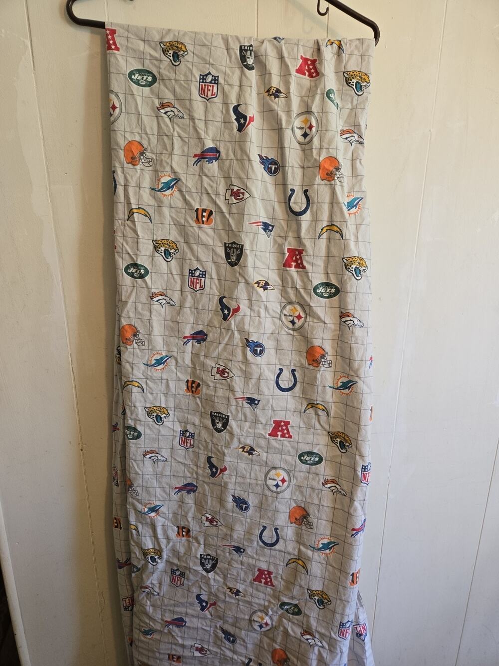 POTTERY BARN PB Teen Football AFC NFL Gray Queen Flat Sheet Logo